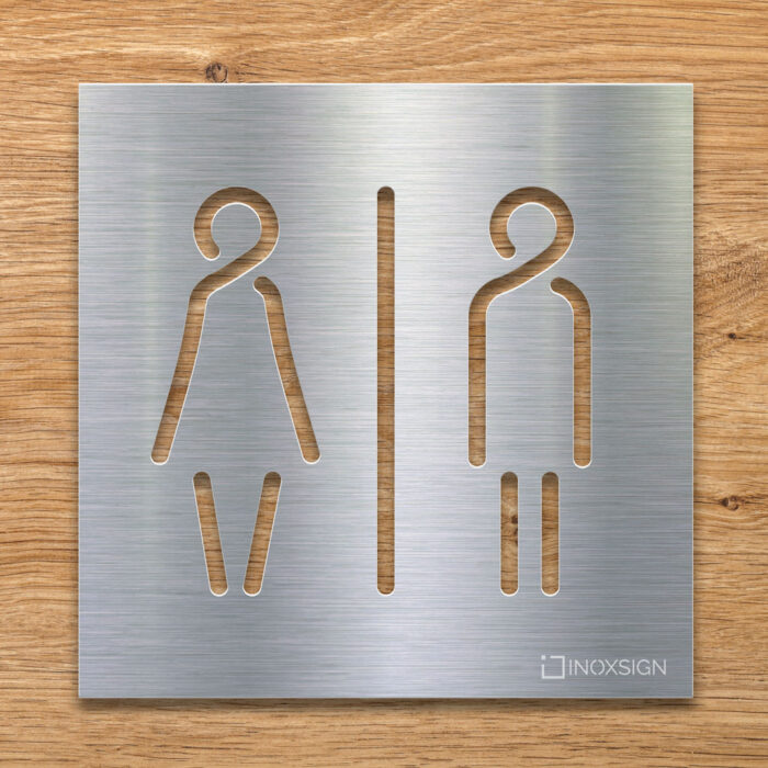 Edelstahl WC-Schild Unisex - selbstklebendes Toiletten-Schild - Piktogramm für Toilette - INOXSIGN