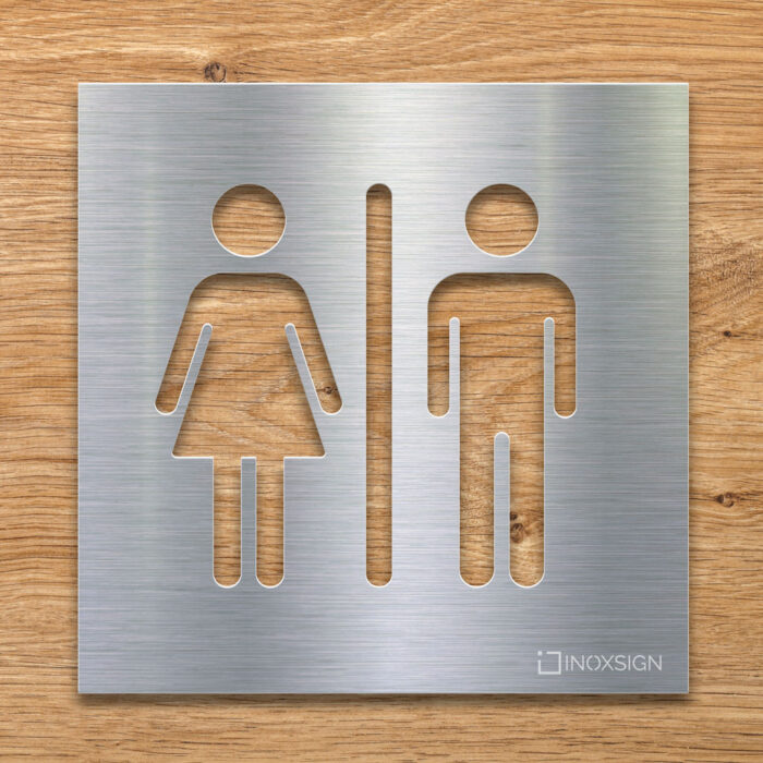 Edelstahl WC-Schild Un isex - selbstklebendes Toiletten-Schild - Piktogramm für Toilette - INOXSIGN