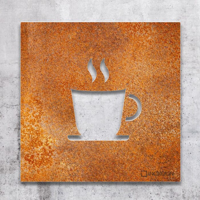 Vintage Hinweis-Schild CAFE / Kaffee - selbstklebendes Retro Türschild - Piktogramm von INOXSIGN