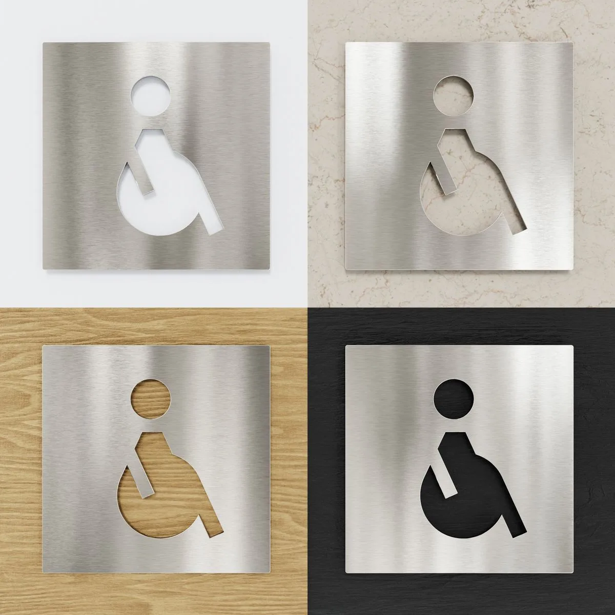 Edelstahl WC-Schild "Rollstuhlfahrer" / B.01.E – Bild 2