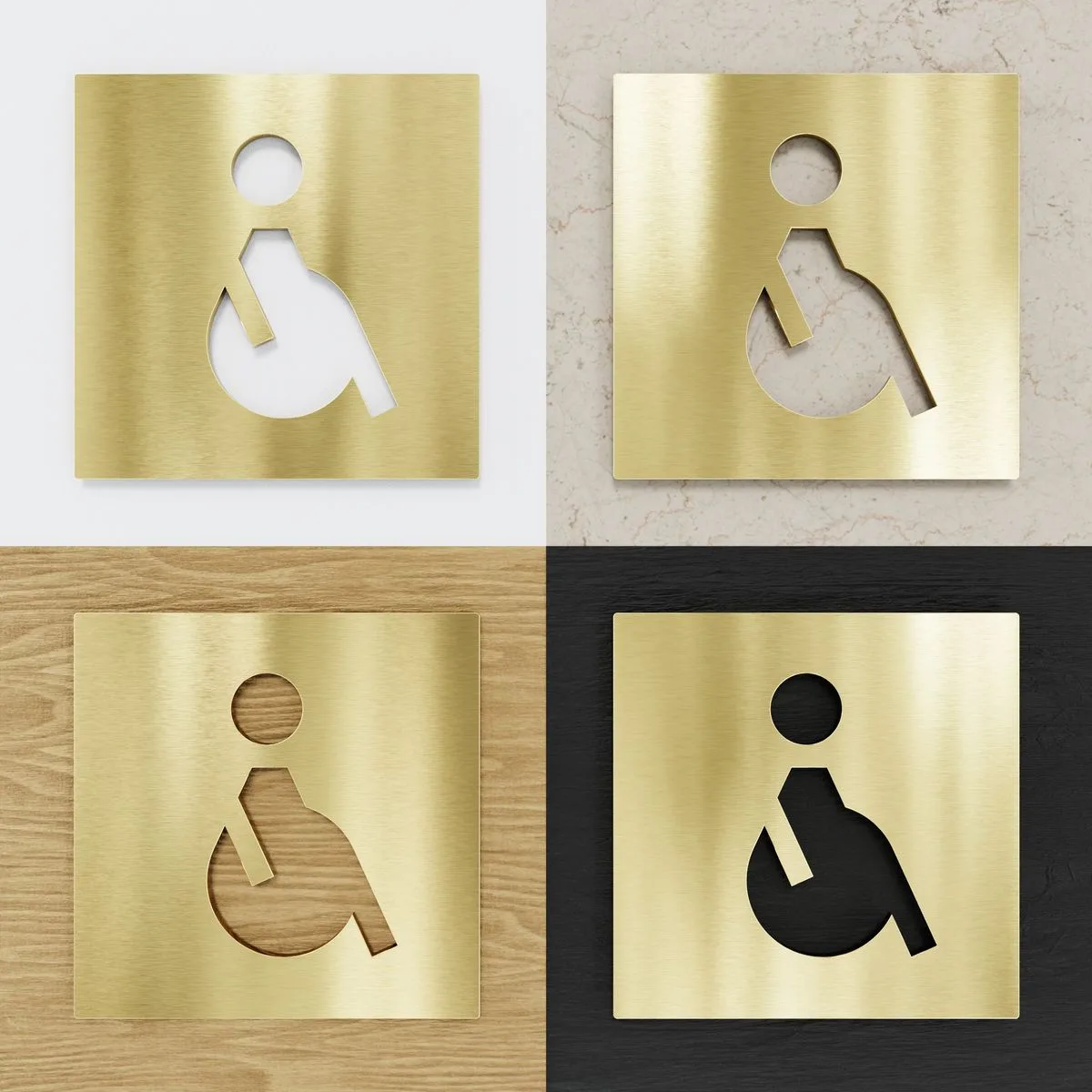 Messing WC-Schild "Rollstuhlfahrer" / B.01.M – Bild 2