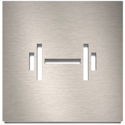 Edelstahl Hinweisschild "Fitness" / H.07.E