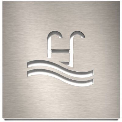 Edelstahl Hinweisschild "Schwimmbad" / H.09.E