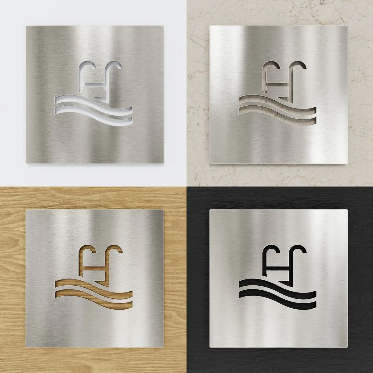 Edelstahl Hinweisschild "Schwimmbad" / H.09.E – Bild 2