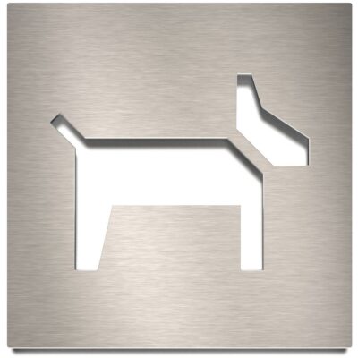 Edelstahl Hinweisschild "Hunde erlaubt" / H.25.E