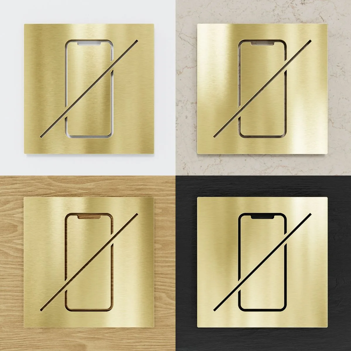 Messing Hinweisschild "Handyverbot" / H.26.M – Bild 2