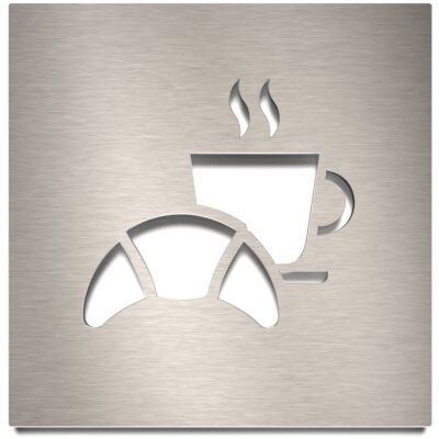 Edelstahl Hinweisschild "Frühstücksraum" / H.34.E