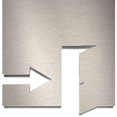 Edelstahl Hinweisschild "Ausgang rechts" / H.42.E