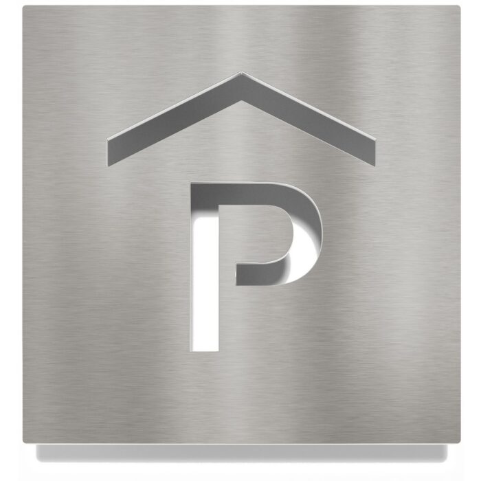 Edelstahl Piktogramm "Parkhaus" / H.46.E 1