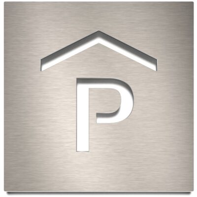Edelstahl Piktogramm "Parkhaus" / H.46.E
