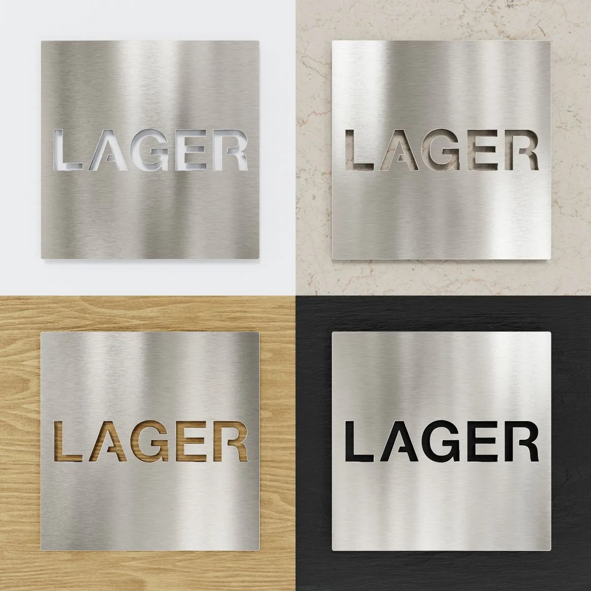 Edelstahl Hinweisschild "Lager" / H.63.E – Bild 2