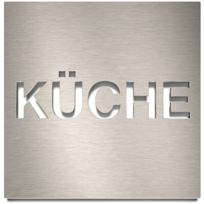 Edelstahl Hinweisschild "Küche" / H.64.E