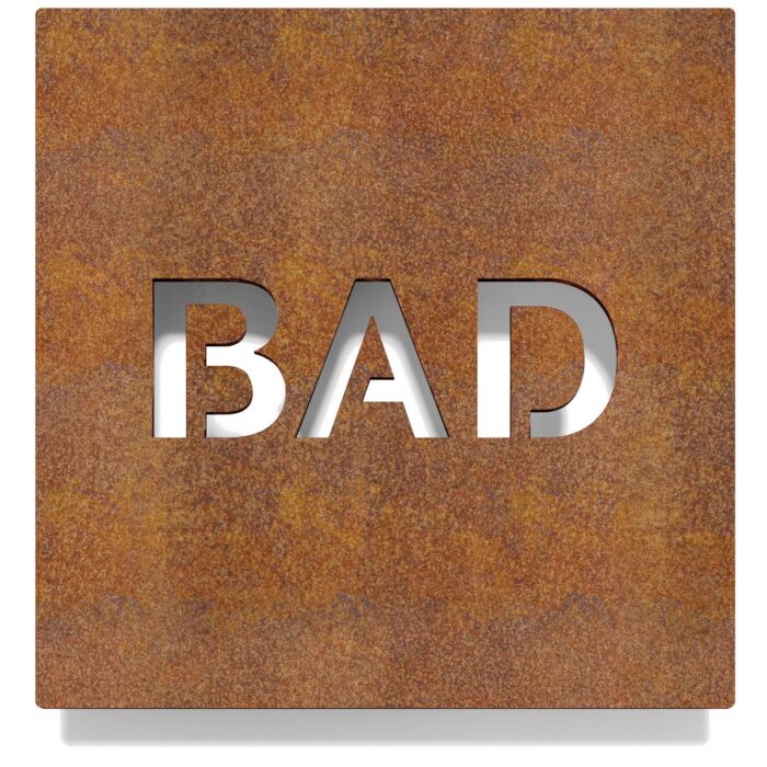 Vintage Hinweisschild "Bad" / H.65.R 1