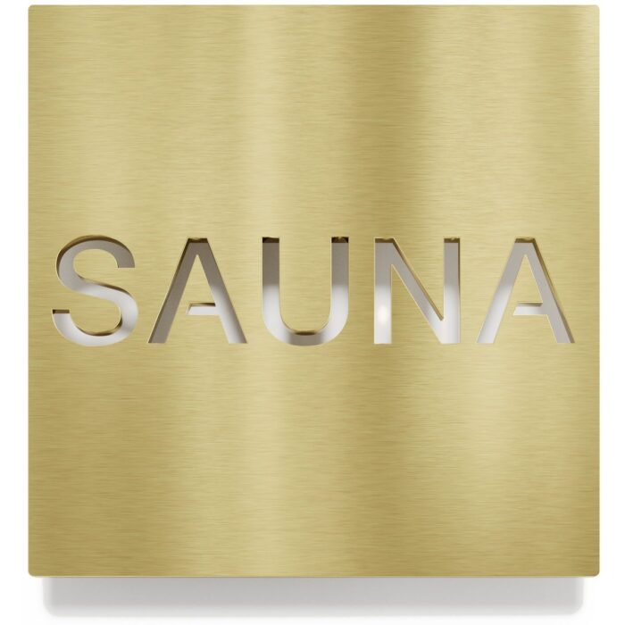 Messing Hinweisschild "SAUNA" / H.67.M 1