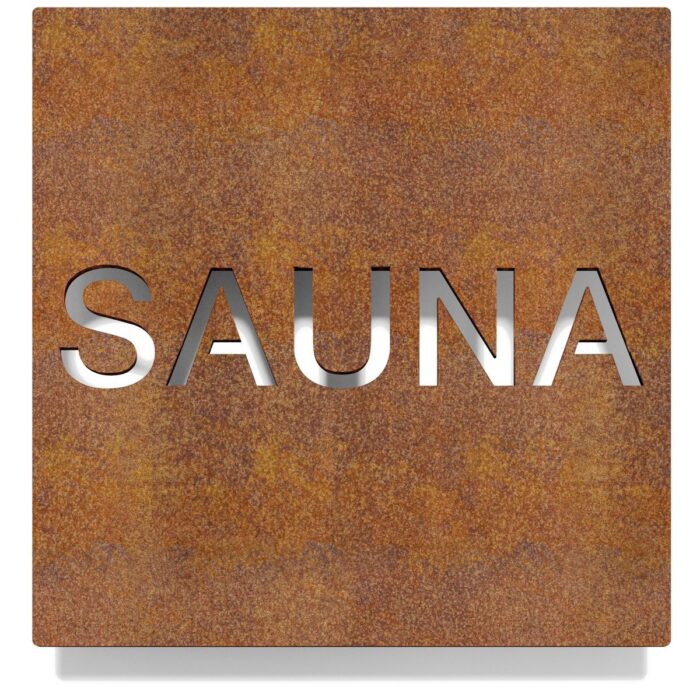 Vintage Hinweisschild "SAUNA" / H.67.R 1