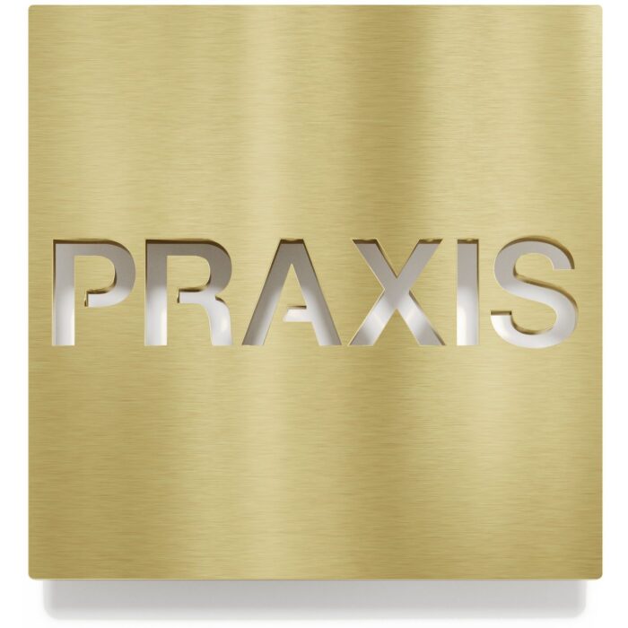 Messing Hinweisschild "PRAXIS" / H.69.M 1