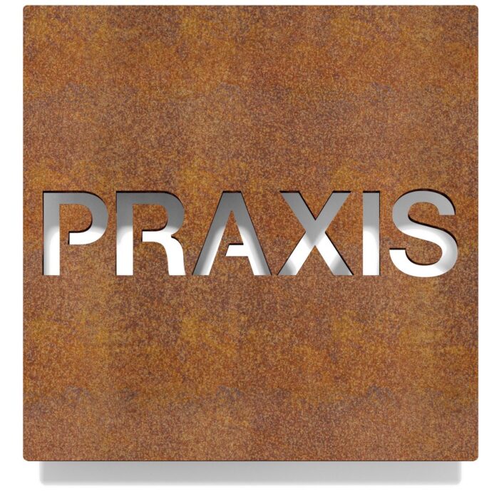 Vintage Hinweisschild "PRAXIS" / H.69.R 1