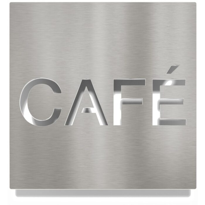 Edelstahl Hinweisschild "Café" / H.72.E 1