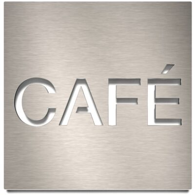 Edelstahl Hinweisschild "Café" / H.72.E