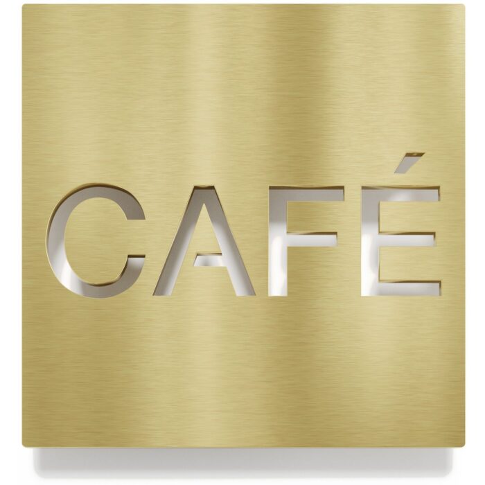 Messing Hinweisschild "Café" / H.72.M 1