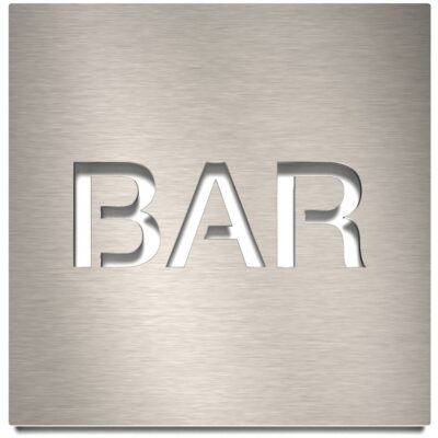 Edelstahl Hinweisschild "BAR" / H.74.E