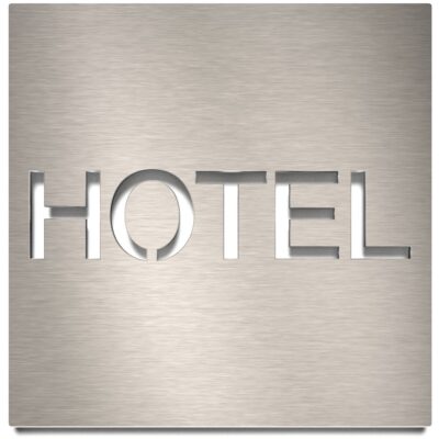 Edelstahl Hinweisschild "HOTEL" / H.77.E