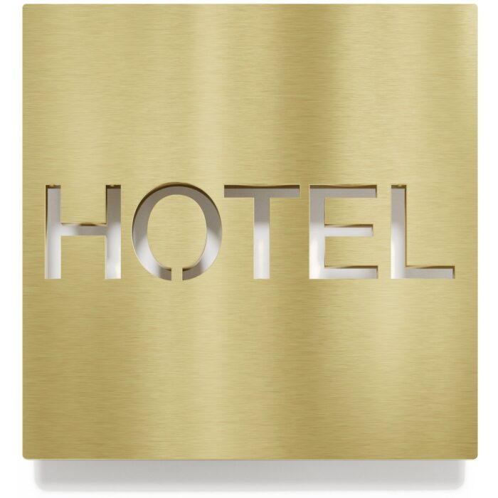 Messing Hinweisschild "HOTEL" / H.77.M 1