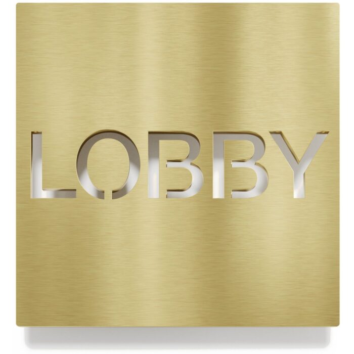 Messing Hinweisschild "LOBBY" / H.78.M 1