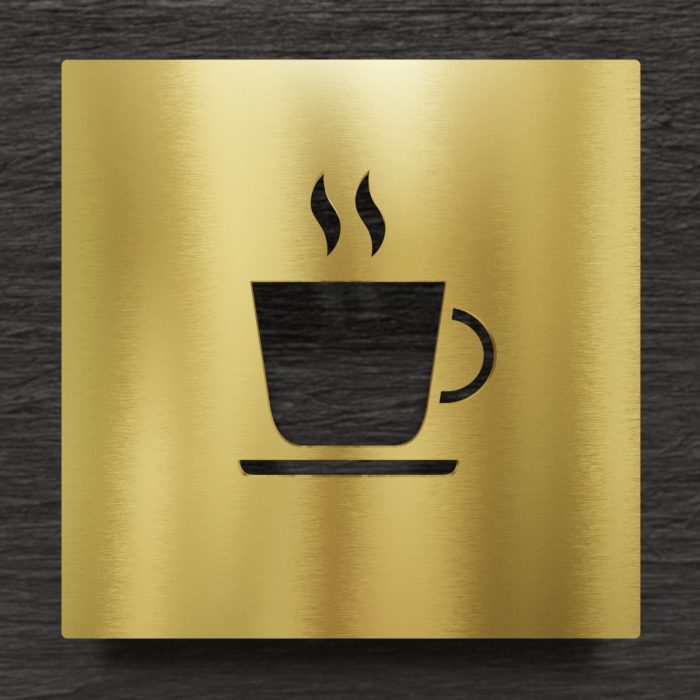 Messing Hinweisschild "Kaffee" / H.03.M 1