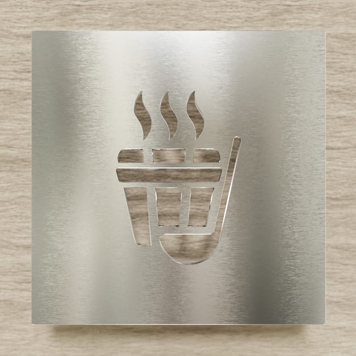 Edelstahl Piktogramm "Sauna" / H.10.E 2