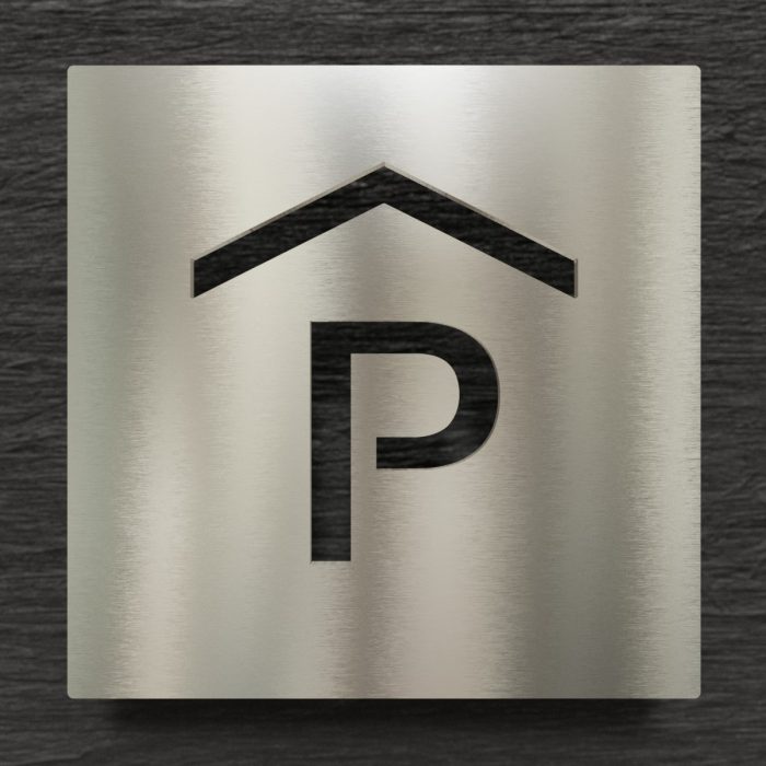 Edelstahl Piktogramm "Parkhaus" / H.46.E 1