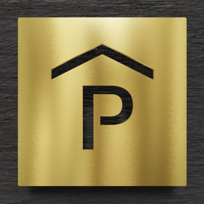 Messing Piktogramm "Parkhaus" / H.46.M 1
