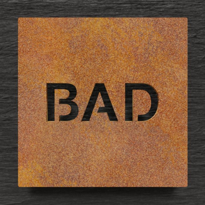 Vintage Hinweisschild "Bad" / H.65.R 1