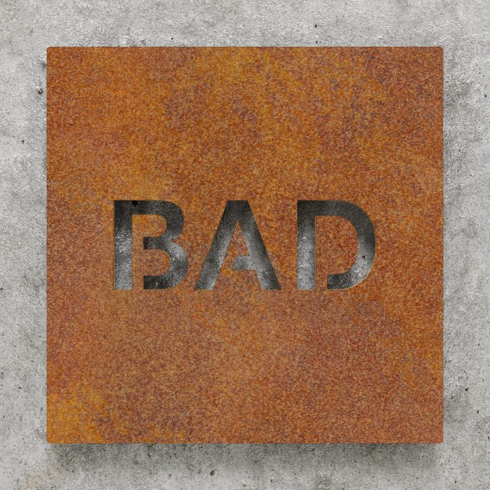 Vintage Hinweisschild "Bad" / H.65.R 2
