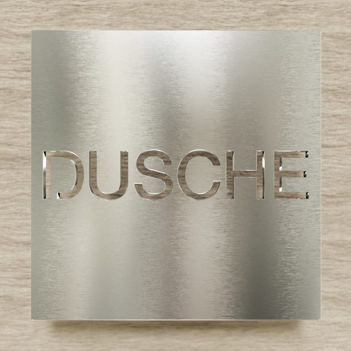 Edelstahl Hinweisschild "DUSCHE" / H.66.E 2