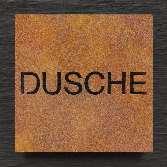 Vintage Hinweisschild "DUSCHE" / H.66.R 1