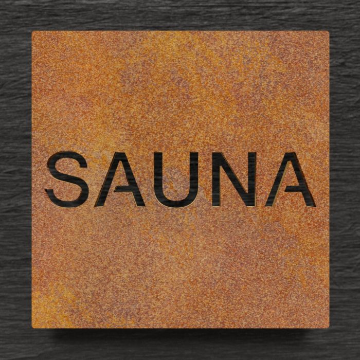 Vintage Hinweisschild "SAUNA" / H.67.R 1