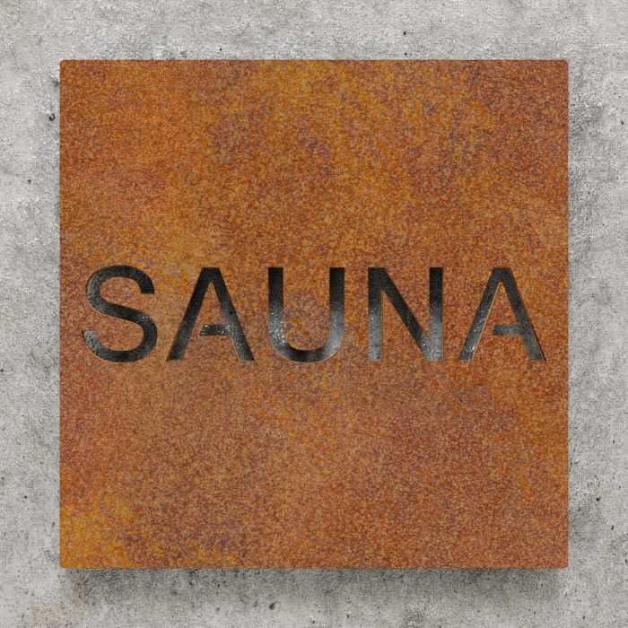 Vintage Hinweisschild "SAUNA" / H.67.R 2