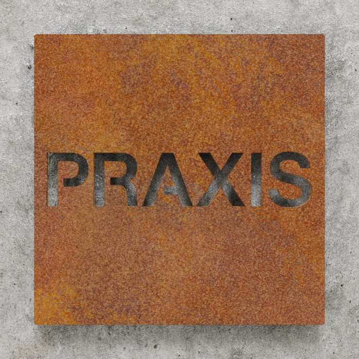 Vintage Hinweisschild "PRAXIS" / H.69.R 2
