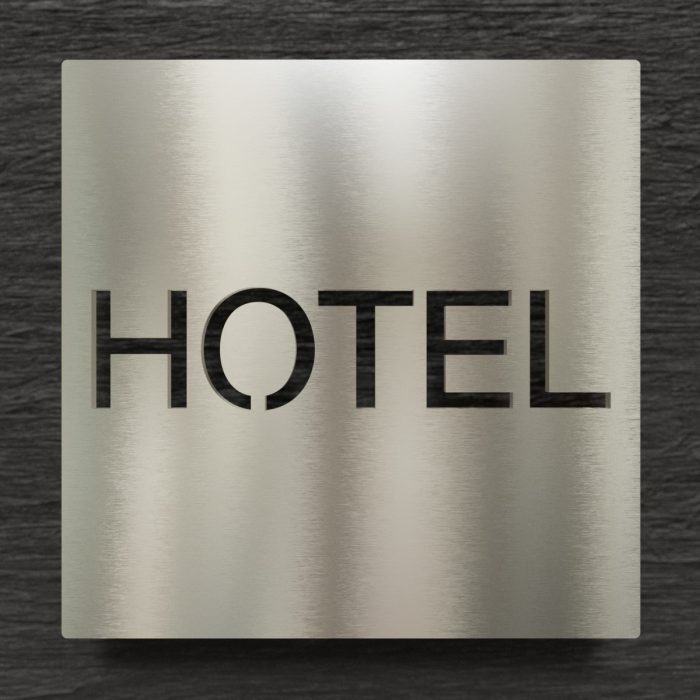 Edelstahl Hinweisschild "HOTEL" / H.77.E 1