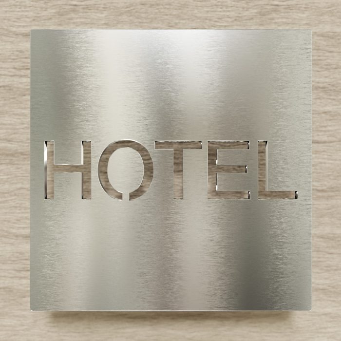 Edelstahl Hinweisschild "HOTEL" / H.77.E 2