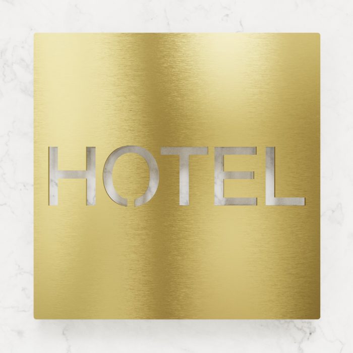 Messing Hinweisschild "HOTEL" / H.77.M 2
