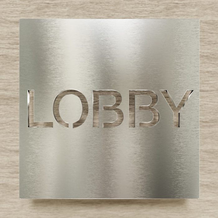 Edelstahl Hinweisschild "LOBBY" / H.78.E 2