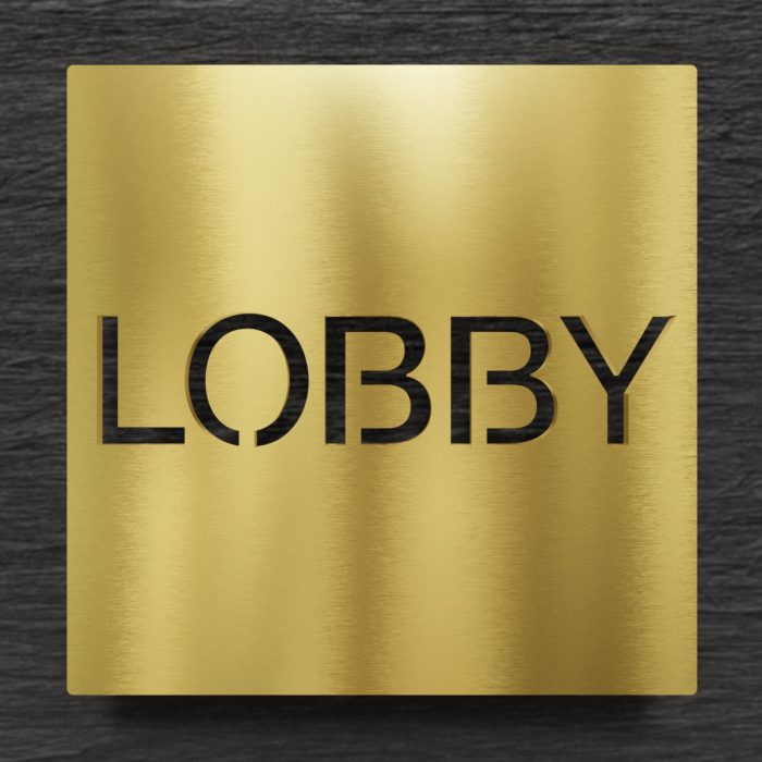 Messing Hinweisschild "LOBBY" / H.78.M 1