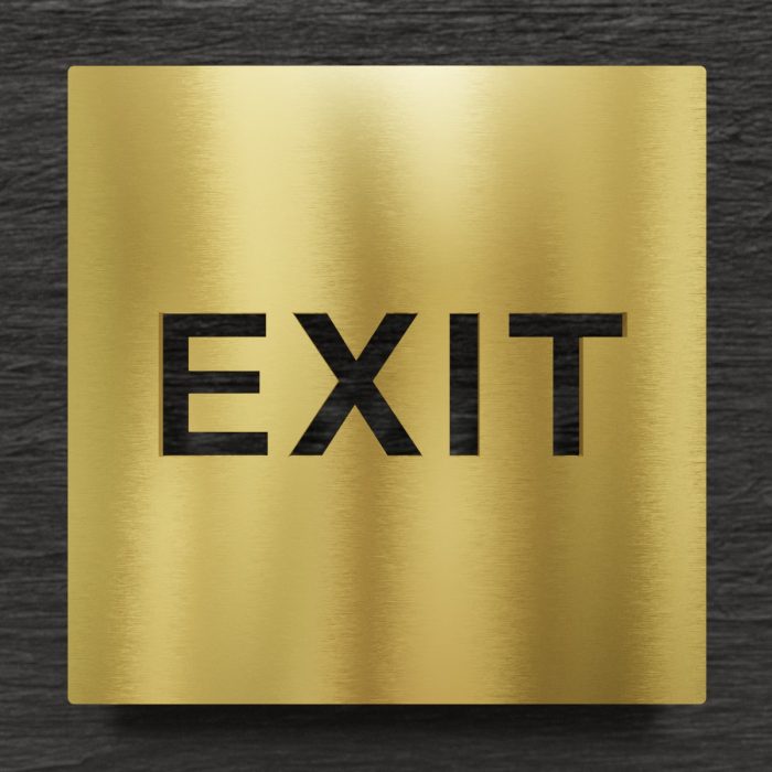 Messing Hinweisschild "Exit" / H.81.M 1