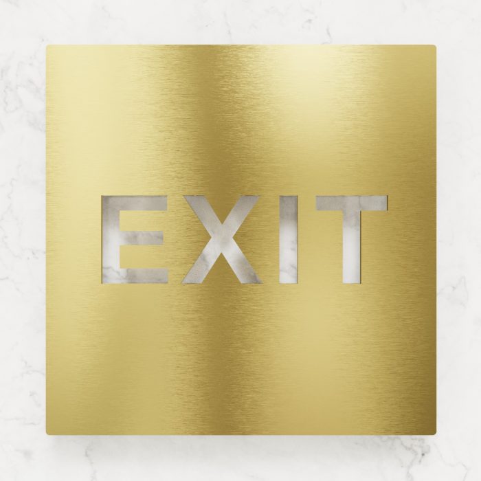 Messing Hinweisschild "Exit" / H.81.M 2