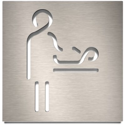 Edelstahl Hinweisschild "Wickelraum" / K.02.E