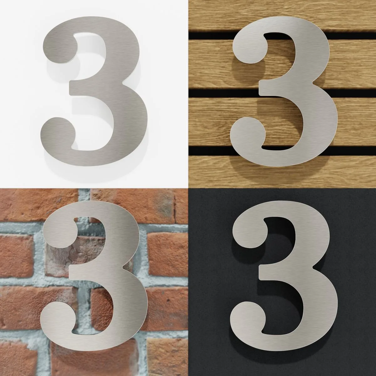 Edelstahl Hausnummer 3 "Classic" / N.23.E – Bild 2