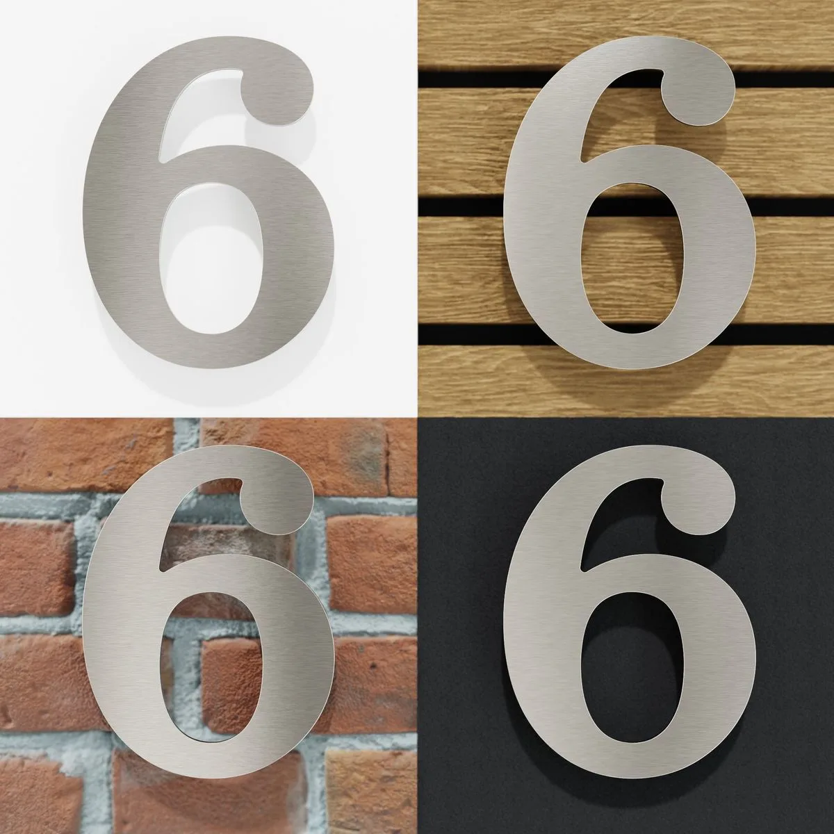 Edelstahl Hausnummer 6 "Classic" / N.26.E 2 Edelstahl Hausnummer 6 "Classic" / N.26.E – Bild 2