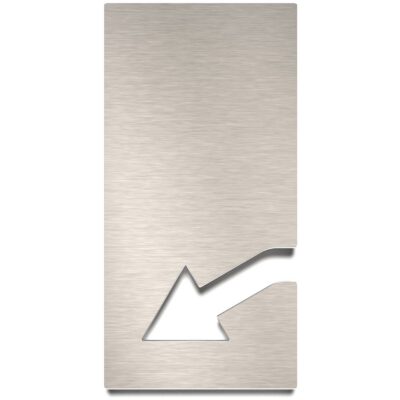 Edelstahl Hinweisschild Pfeil "links unten" / P.05.E